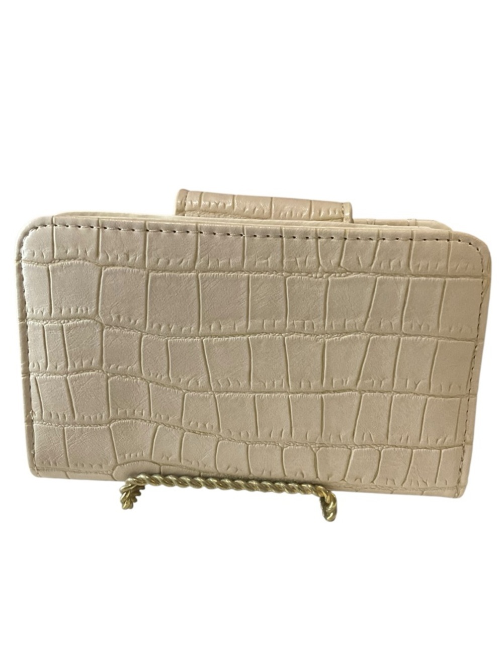 French Connection Emmy Croc-Embossed Fold Zipper Wallet in Neutral - Picture 5 of 11